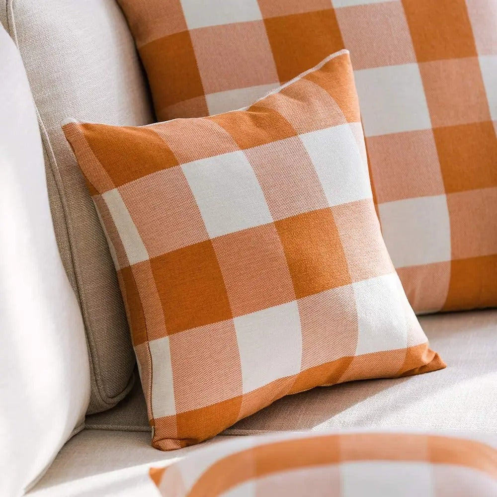 BowLift | Cozy Checked Cushion Cover in Country House Style – Autumn Plaid