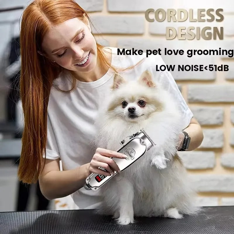 Professional Dog Hair Clipper All Metal Rechargeable Pet Trimmer Bowlift