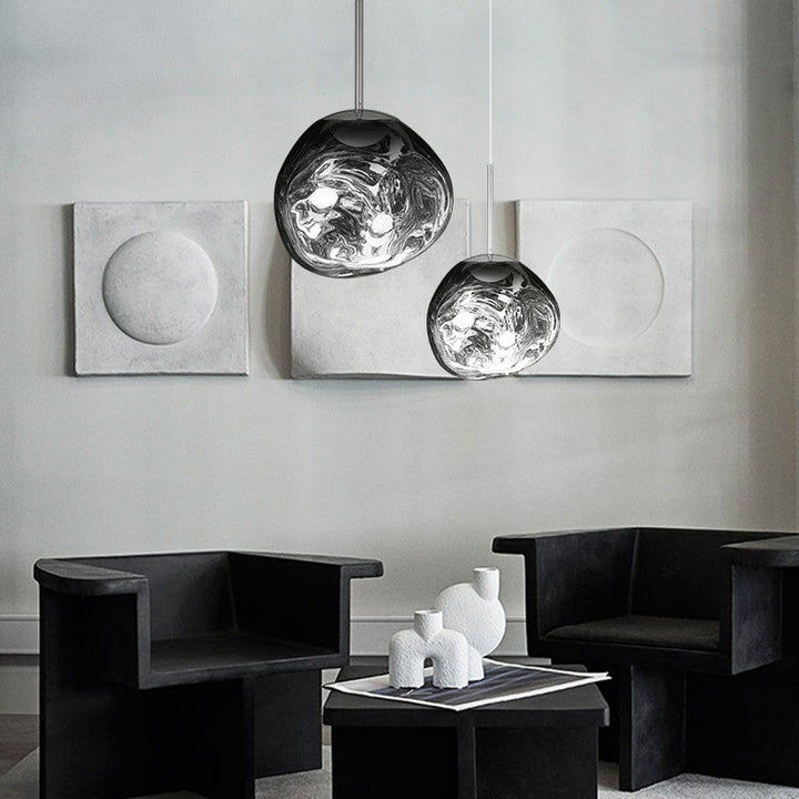 BowLift | Artistic Hanging Lamp of Melted Glass Modern and Elegant Lighting for Interior
