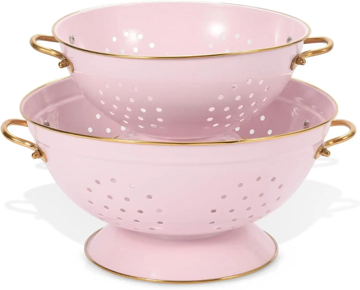 Metal Colander Strainer Baskets with Handles and Solid Base Set of 2 | Bowlift