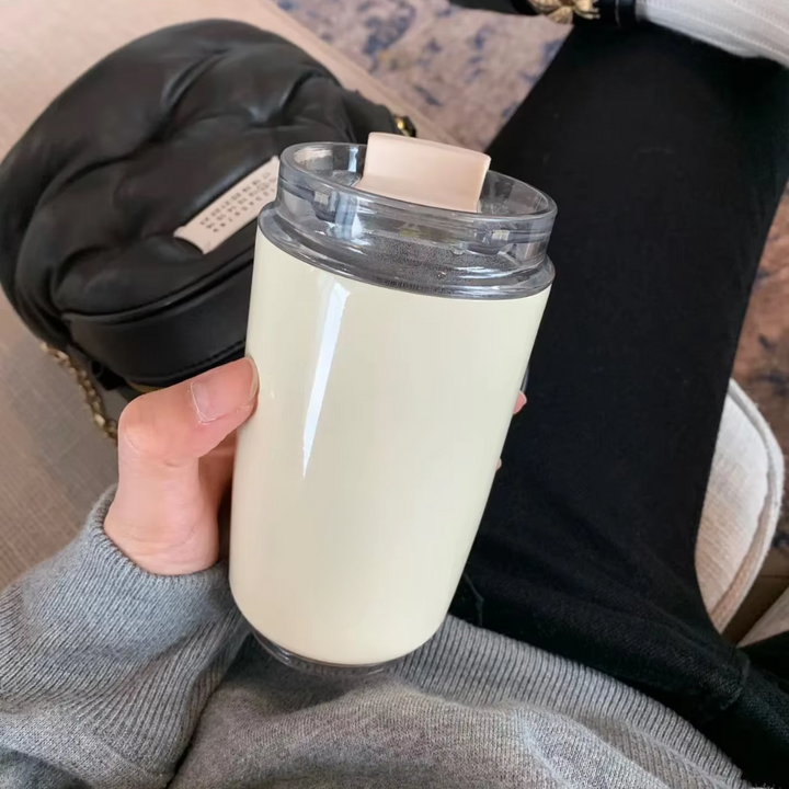 BowLift | Milk White Insulating Travel Mug – Stainless Steel Thermos Flask