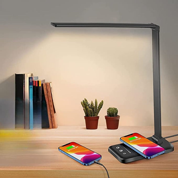 BowLift | Modern Adjustable LED Desk Lamp with USB Charging Port - BrightEase