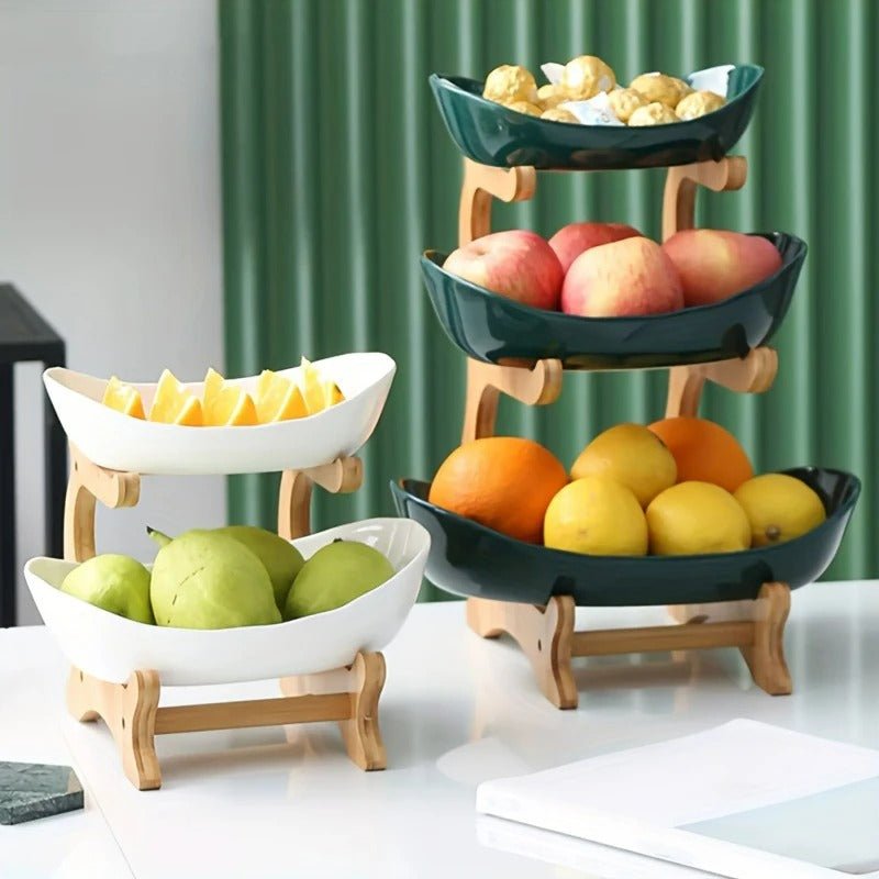 BowLift | BambuNest – Modern Bamboo Fruit Basket with Removable Trays & Multi-Tier Design