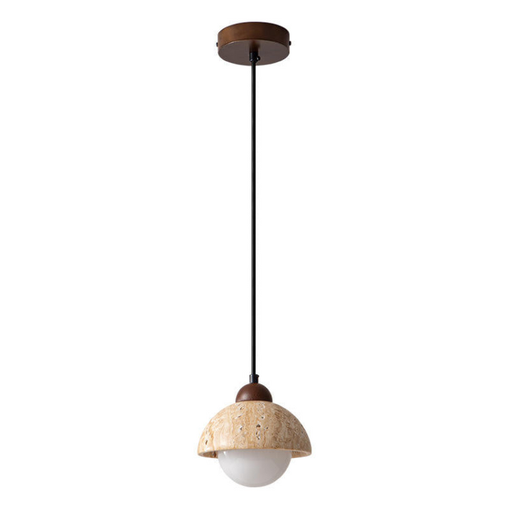 BowLift | Elegant pendant lamp made of wood and natural marble