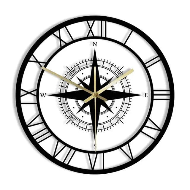 BowLift | Nautical Compass Wall Clock – Silent Acrylic Maritime Design