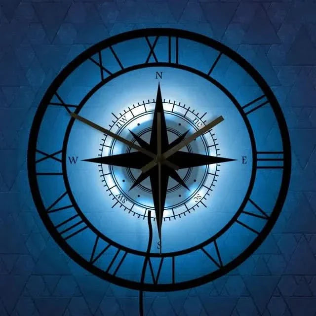 BowLift | Nautical Compass Wall Clock – Silent Acrylic Maritime Design