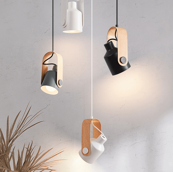 BowLift | Hanging lamp | Pendant light Black 120 cm Wood & Metal