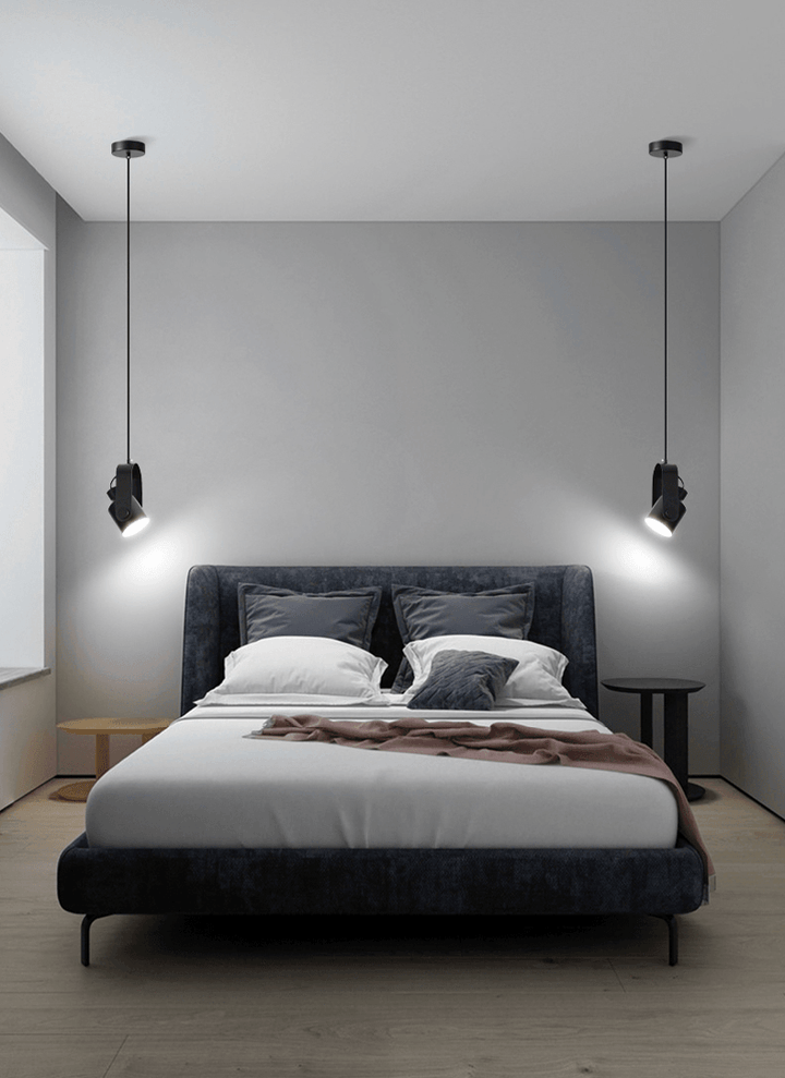 BowLift | Hanging lamp | Pendant light Black 120 cm Wood & Metal