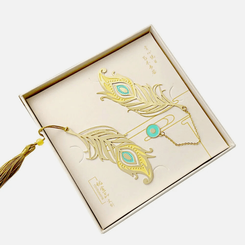 BowLift | Bookmark made of metal | Peacock feathers
