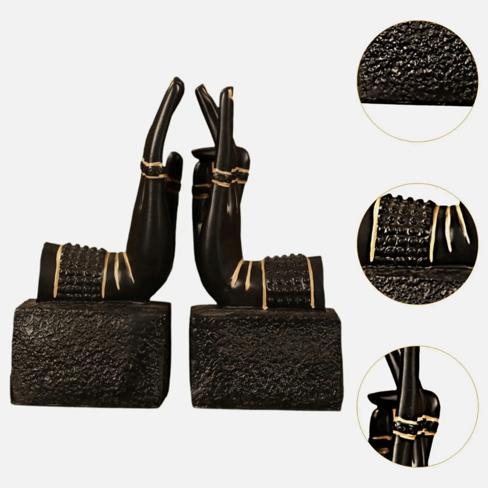 BowLift | Bookend Design made of resin | Black hands