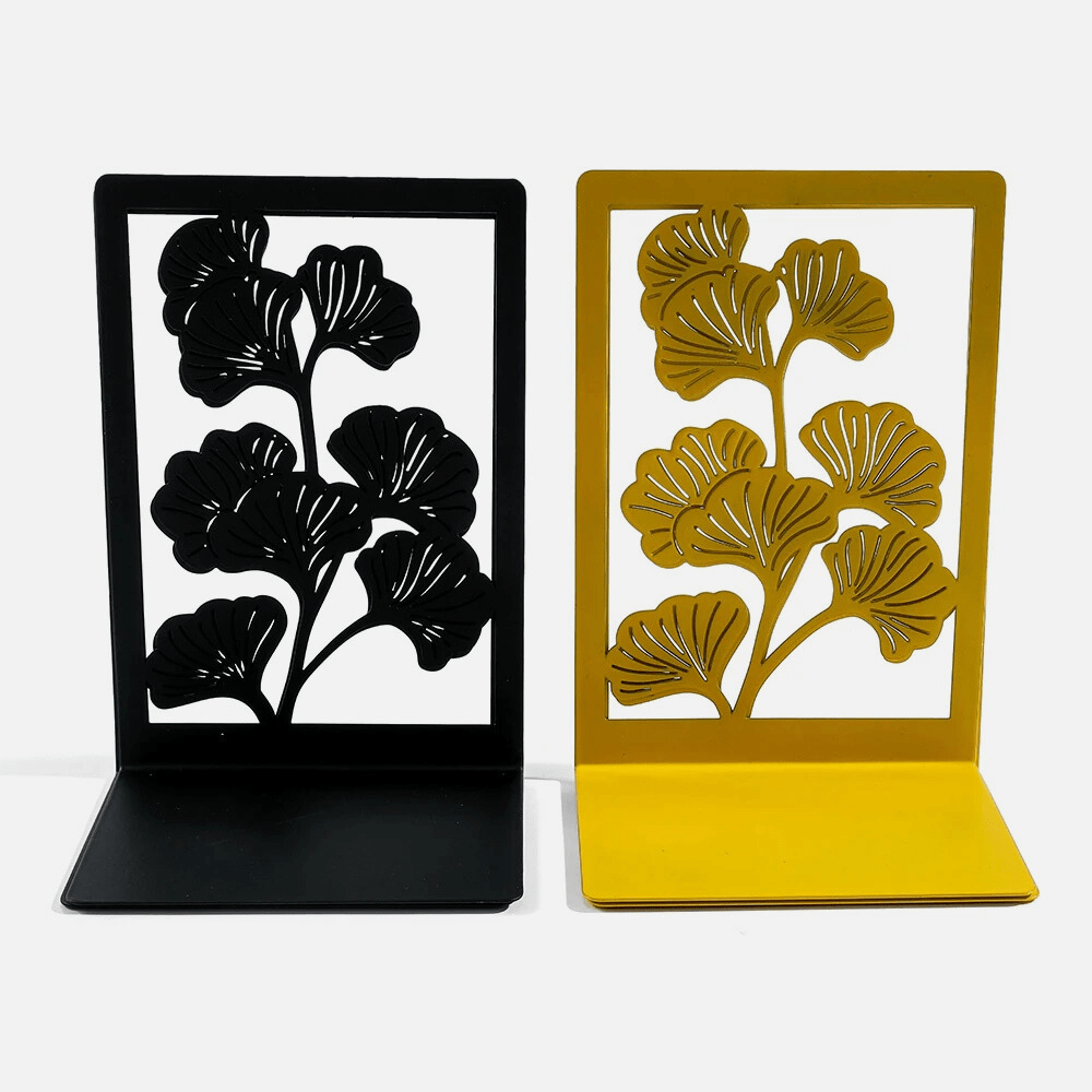 BowLift | Bookend made of metal | Ginkgo leaves