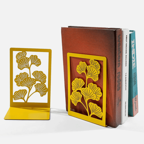 BowLift | Bookend made of metal | Ginkgo leaves
