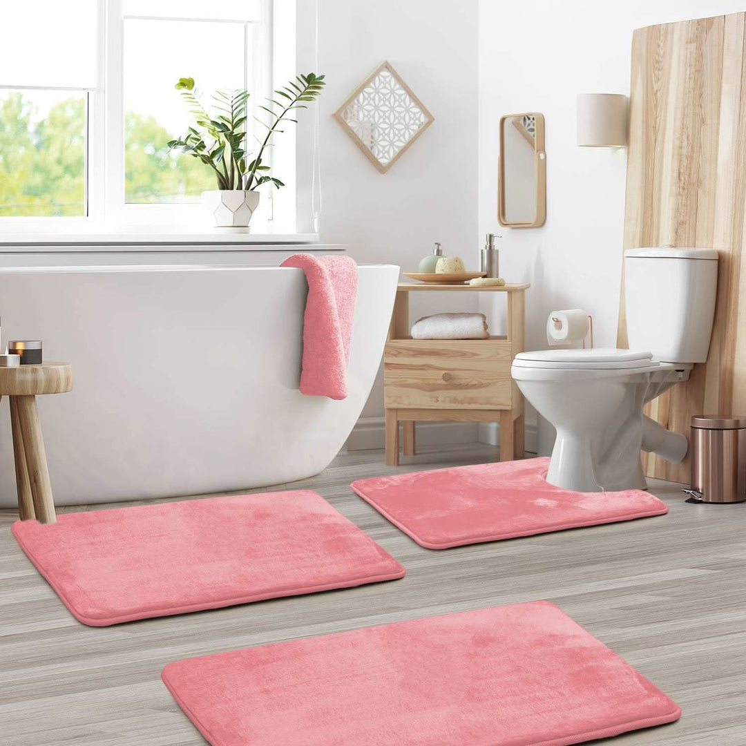 BowLift | Velvet Memory Foam Bath Mat Set – Non-Slip & Quick-Dry (3 Pieces)