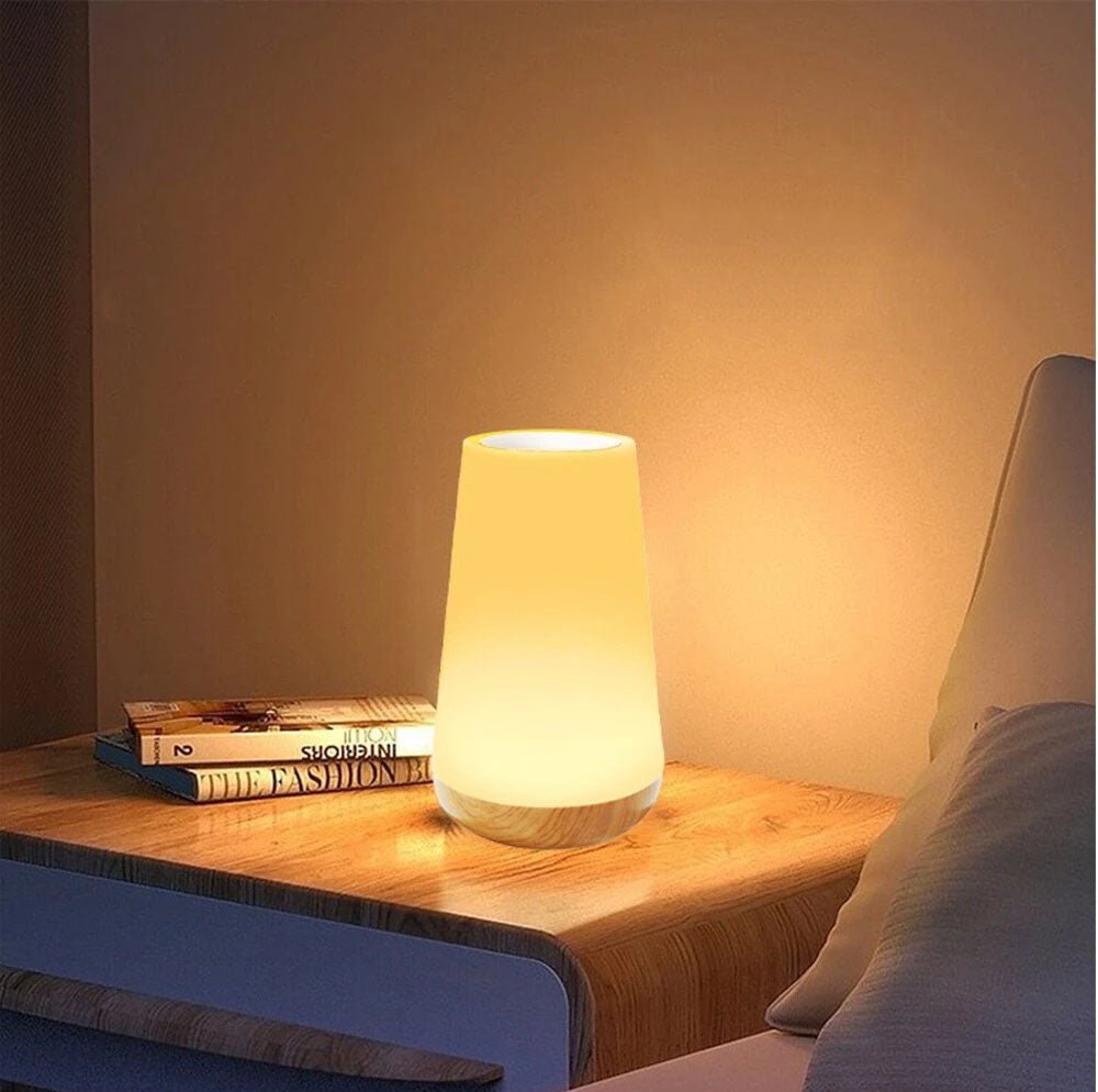 BowLift | LED Table Lamp with Wooden Base and Touch Control