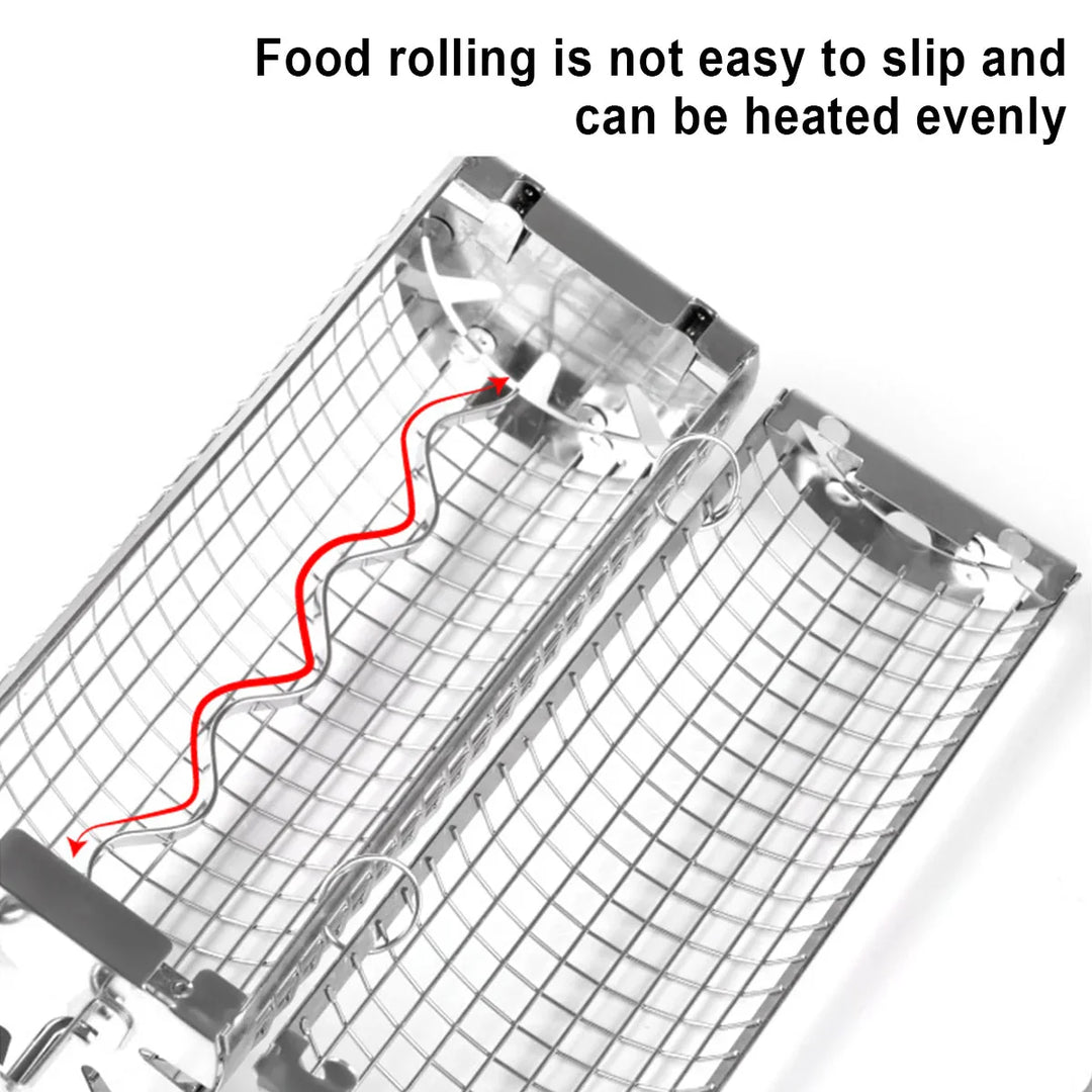 Portable Stainless Steel Rolling Grilling Basket BBQ Grill Accessory | Bowlift