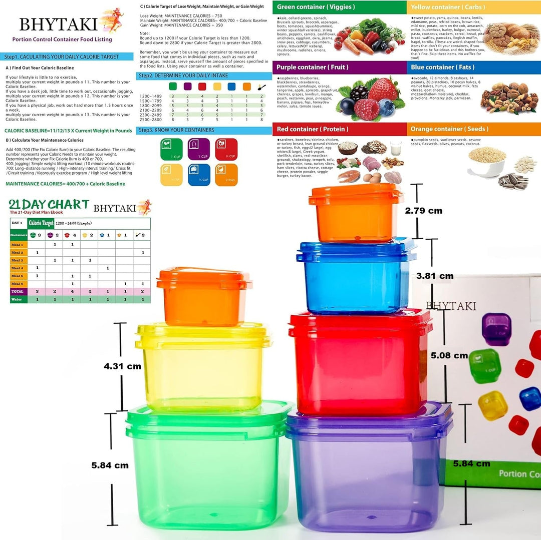 BowLift | Portion Control Containers (14-Piece Set) - 21 Day Fix for Weight Loss