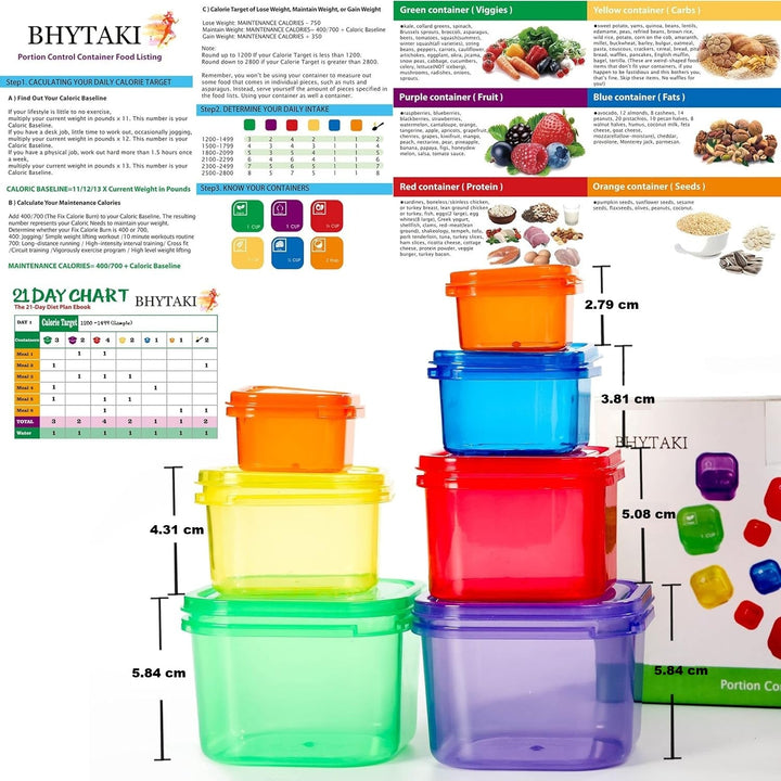 BowLift | Portion Control Containers (14-Piece Set) - 21 Day Fix for Weight Loss