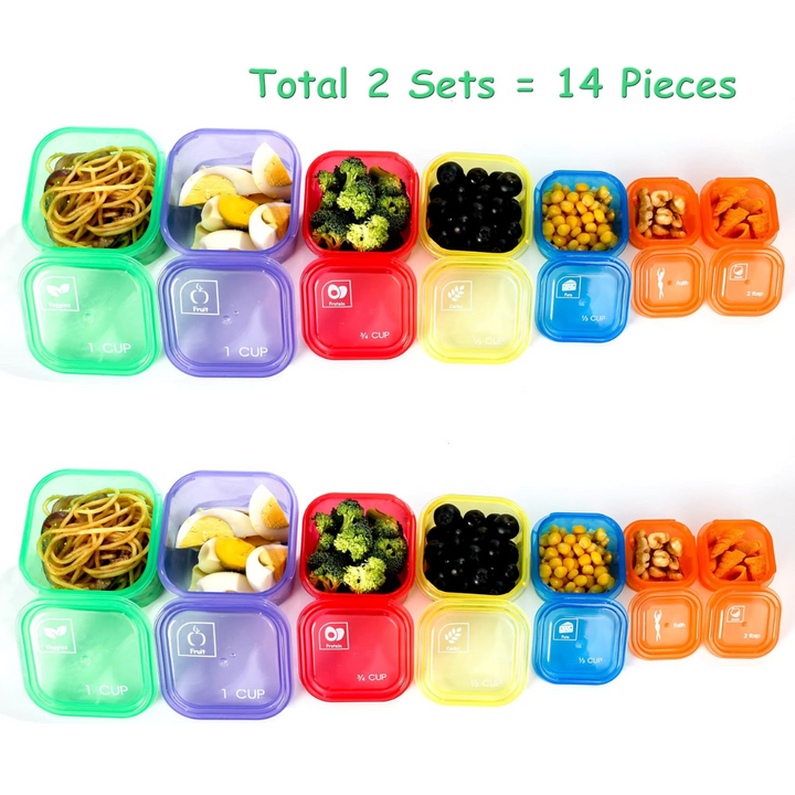 BowLift | Portion Control Containers (14-Piece Set) - 21 Day Fix for Weight Loss