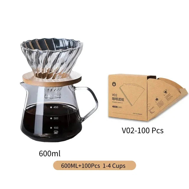 Pour Over Coffee Maker Set Glass Carafe Coffee with Glass Coffee Filter | Bowlift