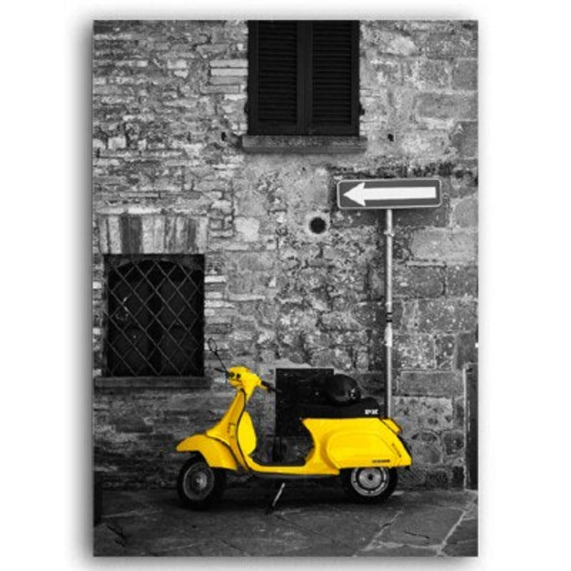 Vintage Yellow City Bus Scene - Canvas Wall Art Painting | Bowlift