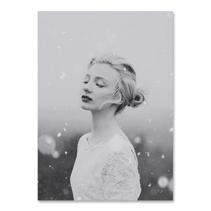 Modern Pink Floral Girl Calm - Canvas Wall Art Painting | Bowlift
