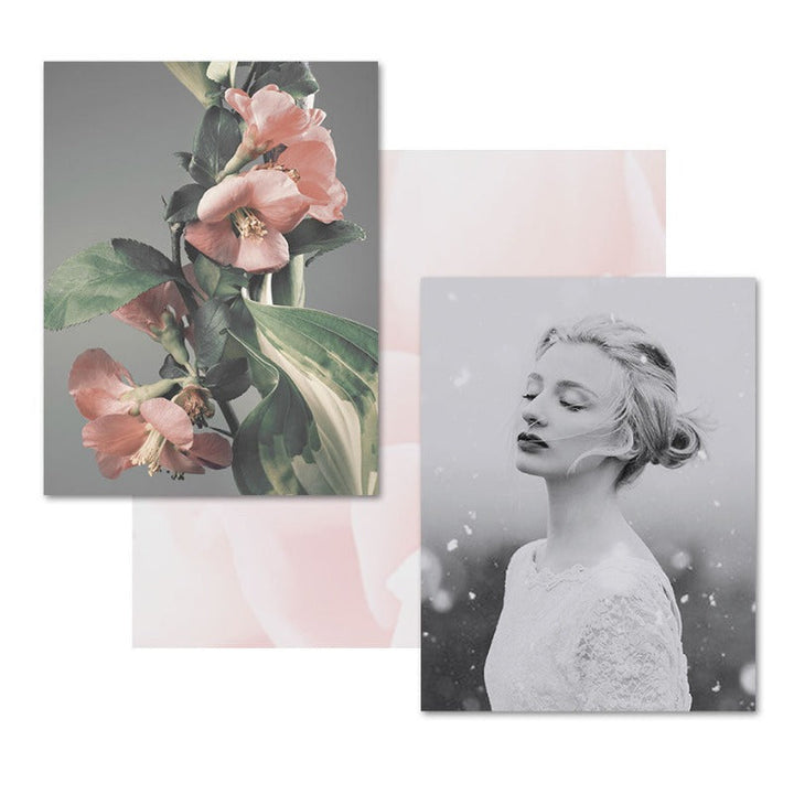 Modern Pink Floral Girl Calm - Canvas Wall Art Painting | Bowlift