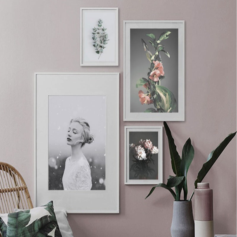 Modern Pink Floral Girl Calm - Canvas Wall Art Painting | Bowlift