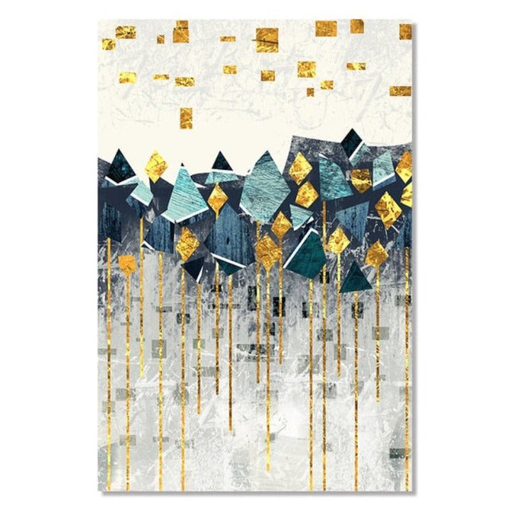 Vintage Abstract Geometric Sunrise Scene Wall Art - Canvas Wall Art Painting | Bowlift