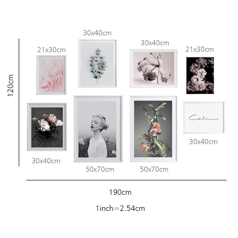 Modern Pink Floral Girl Calm - Canvas Wall Art Painting | Bowlift