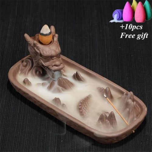 BowLift | Ceramic Dragon Censer  Smoke Backflow Incense Burner