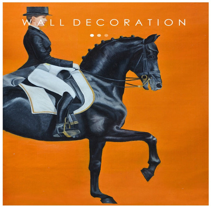 Modern Orange Horse Riding Pictures - Canvas Wall Art Painting | Bowlift