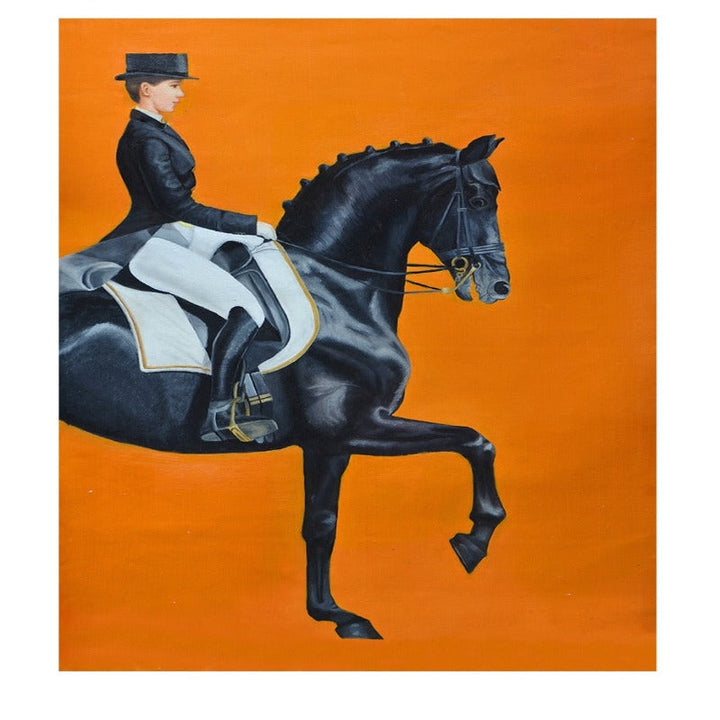 Modern Orange Horse Riding Pictures - Canvas Wall Art Painting | Bowlift