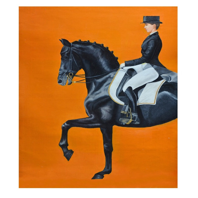Modern Orange Horse Riding Pictures - Canvas Wall Art Painting | Bowlift