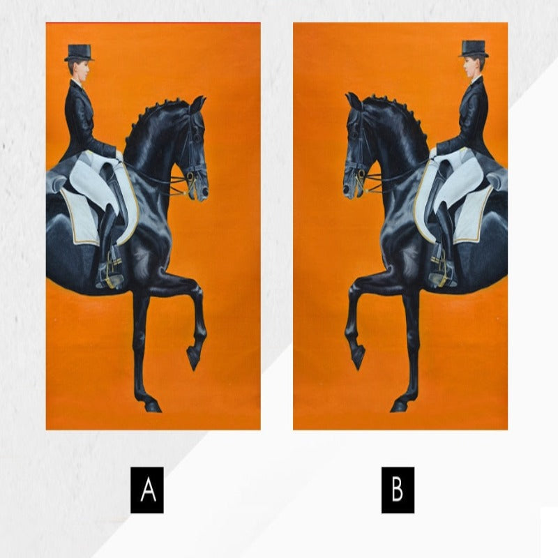 Modern Orange Horse Riding Pictures - Canvas Wall Art Painting | Bowlift