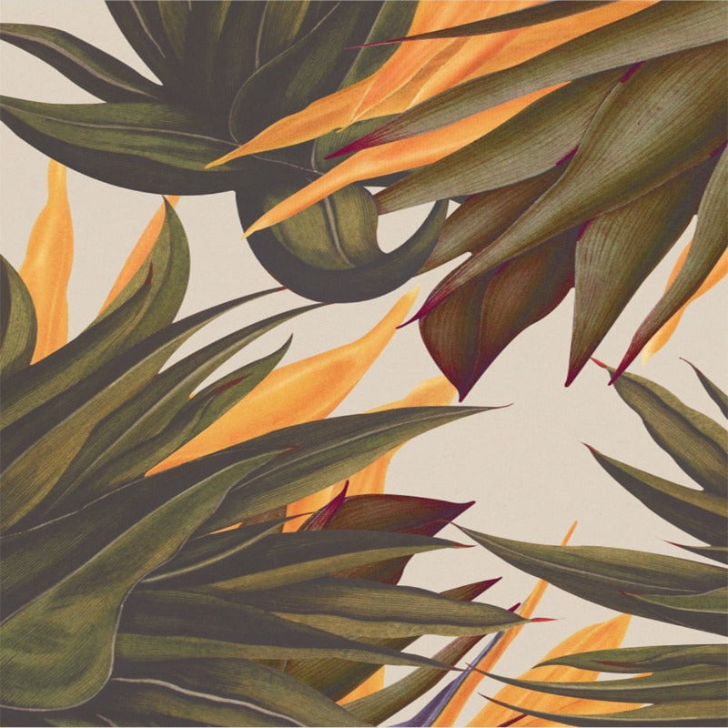 Trend Abstract Seamless Pattern With Colorful Tropical Leaves Beige - Canvas Wall Art Painting | Bowlift