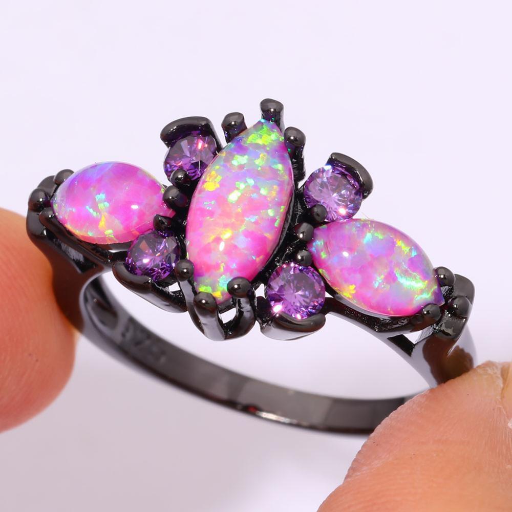 Pink Fire Opal Ameythst Ring | Bowlift