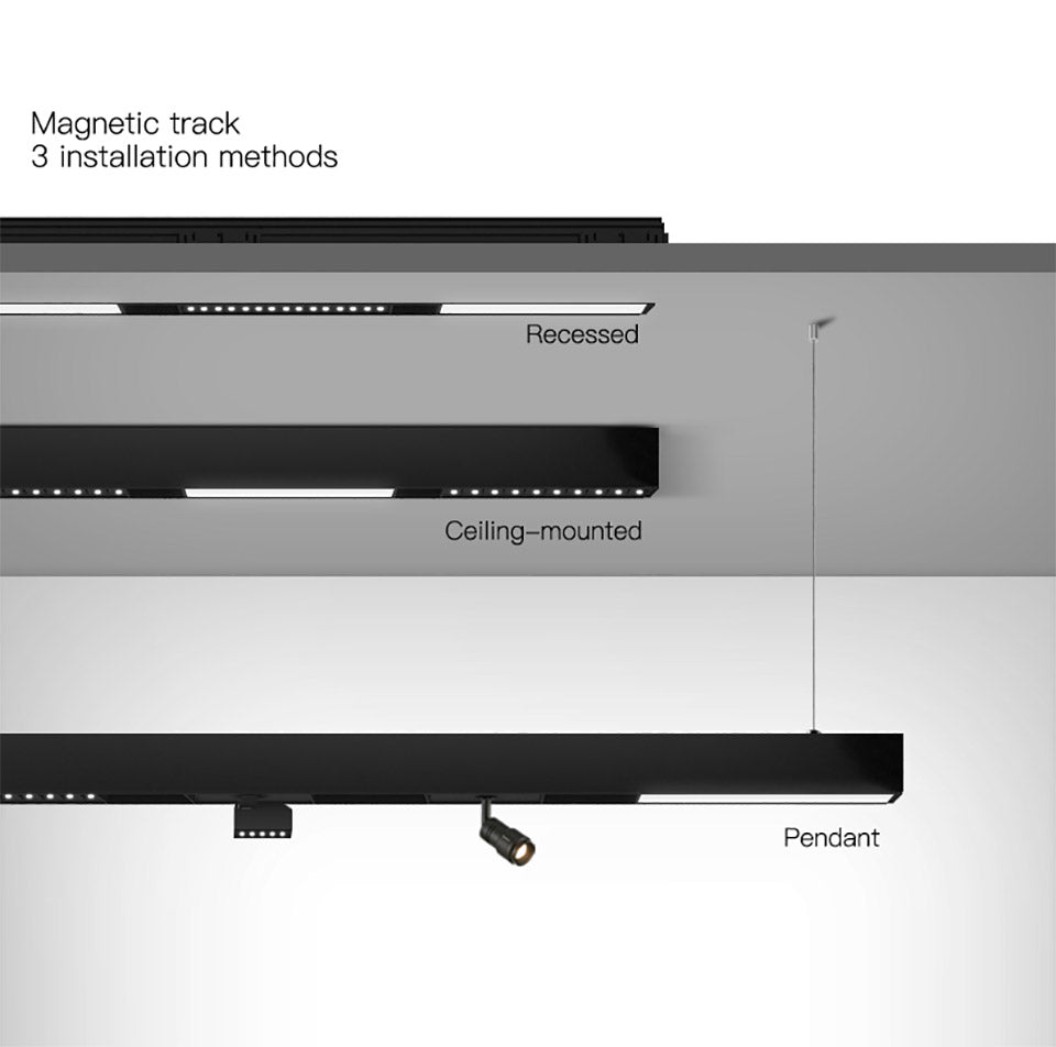 BowLift | Wall-Mounted Black Continuous Magnetic Track System Light