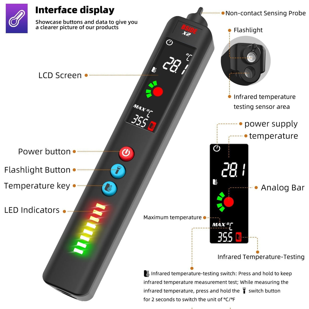 BowLift | LCD Result Display Voltage Tester Thermometer