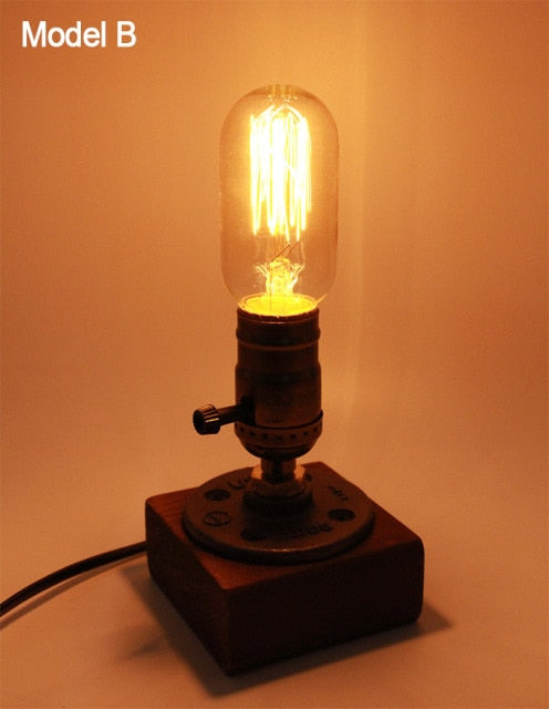 BowLift | Vintage Industrial Wooden Dimmable Table Lamp