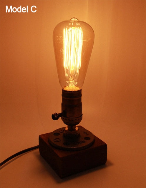 BowLift | Vintage Industrial Wooden Dimmable Table Lamp