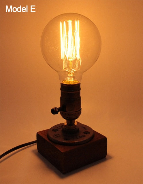 BowLift | Vintage Industrial Wooden Dimmable Table Lamp
