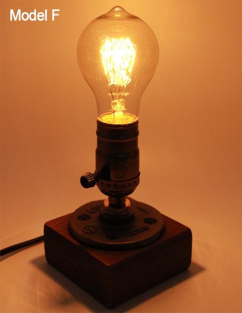 BowLift | Vintage Industrial Wooden Dimmable Table Lamp