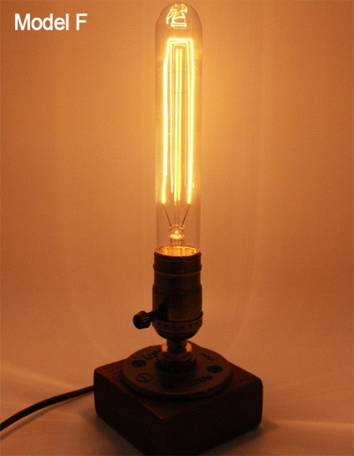 BowLift | Vintage Industrial Wooden Dimmable Table Lamp