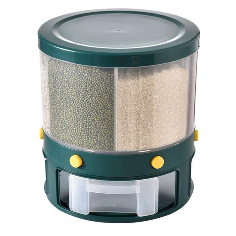 BowLift | 6 Grid Rotating Rice Storage Box Dispenser