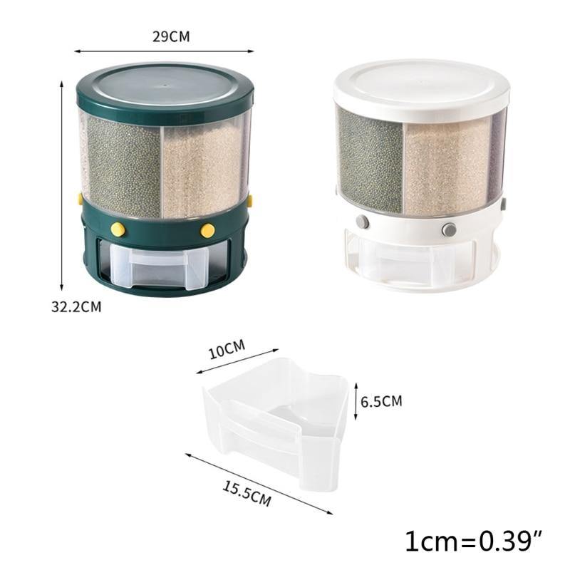 BowLift | 6 Grid Rotating Rice Storage Box Dispenser