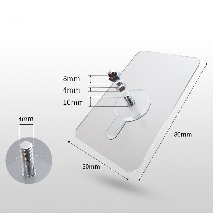 BowLift | 10 pieces heavy-duty punch-free transparent adhesive hooks
