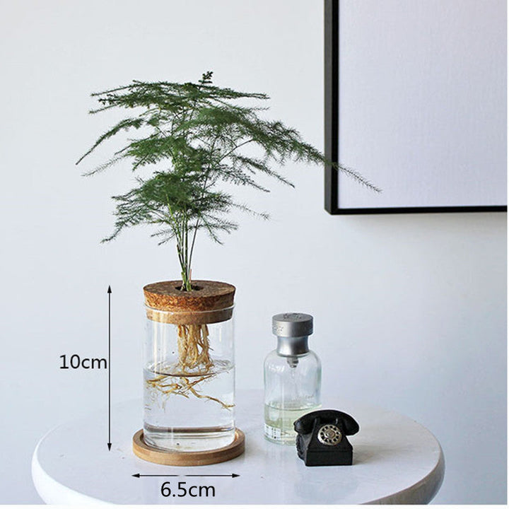 BowLift | Nordic Transparent Glass Wooden Flower Vase