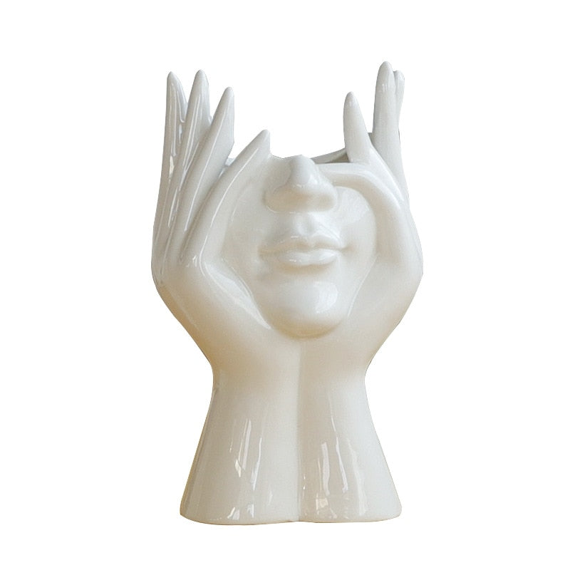 BowLift | Ceramic Abstract  Human Face Flower Vase