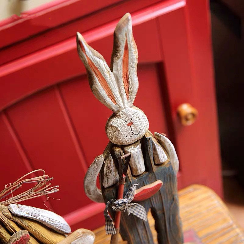 BowLift | Wooden Retro Easter Bunny Outdoor Ornament