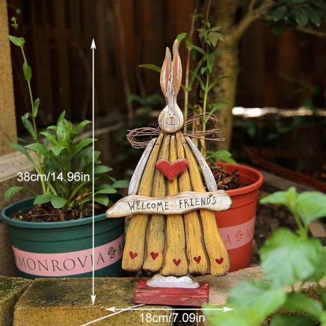 BowLift | Wooden Retro Easter Bunny Outdoor Ornament